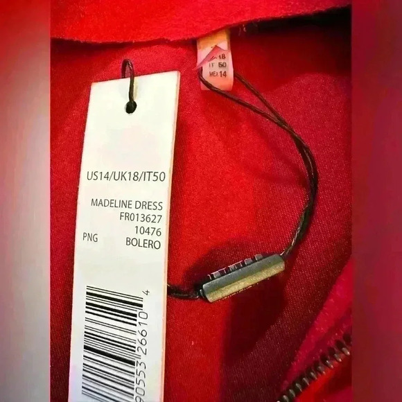 TAHARI RED Madeline Sueded Scuba Dress full front zipper Size 14 NWT - Picture 12 of 12